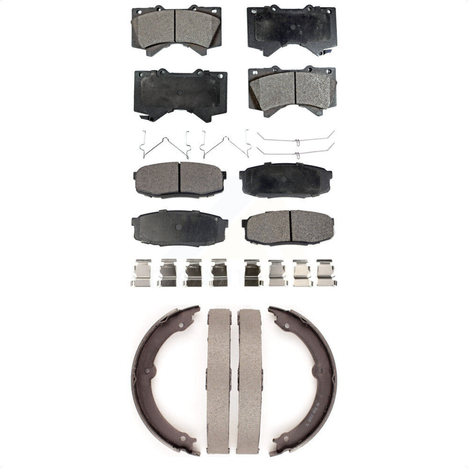 Front Rear Semi-Metallic Brake Pads And Parking Shoes Kit For Toyota Tundra Sequoia Lexus LX570 Land Cruiser KFN-100742