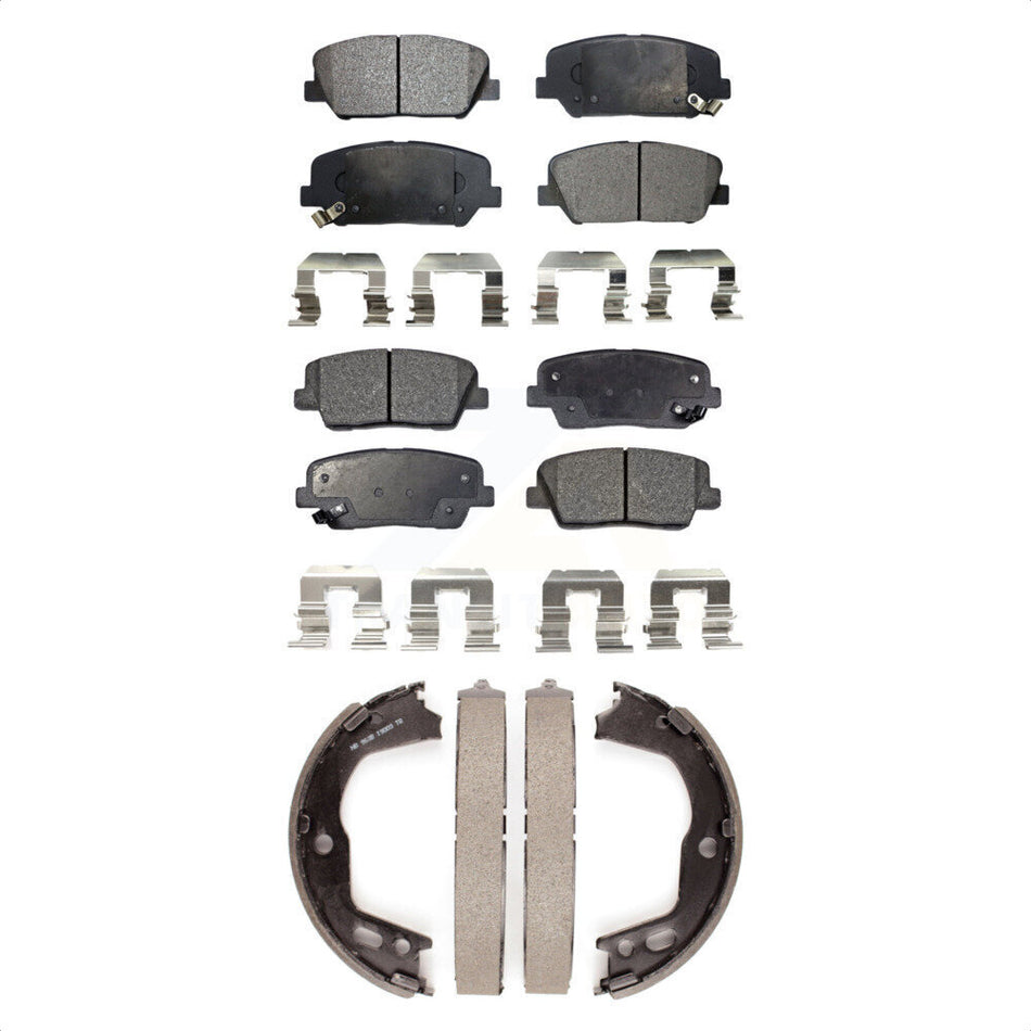 Front Rear Semi-Metallic Brake Pads And Parking Shoes Kit For Hyundai Genesis Coupe KFN-100745