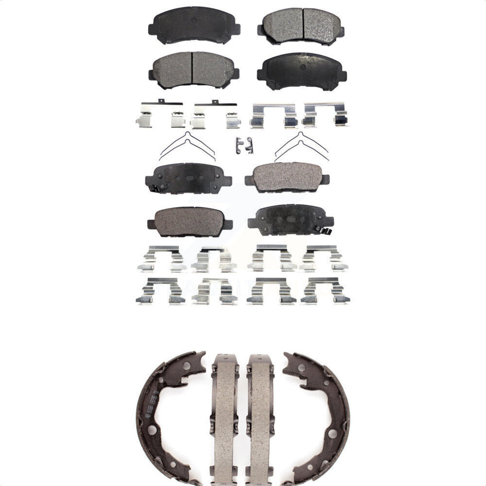 Front Rear Semi-Metallic Brake Pads And Parking Shoes Kit For Nissan Rogue Sentra Juke Select KFN-100756
