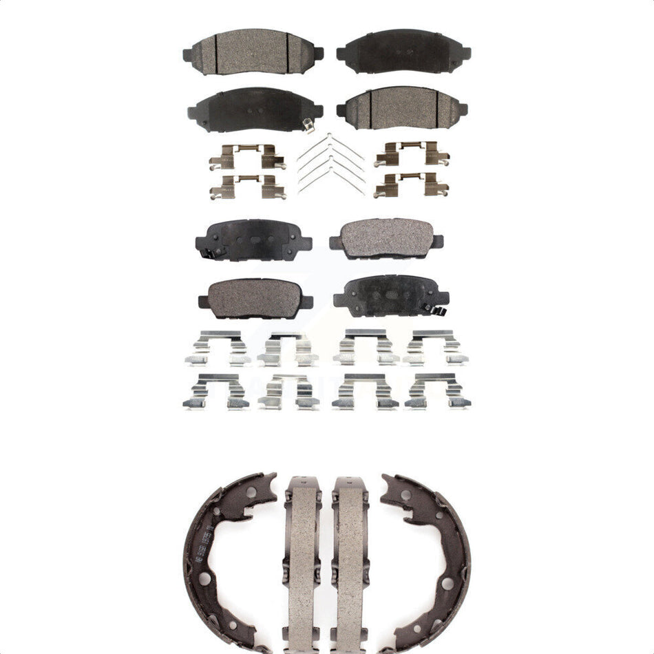 Front Rear Semi-Metallic Brake Pads And Parking Shoes Kit For 2011-2013 Nissan LEAF KFN-100757