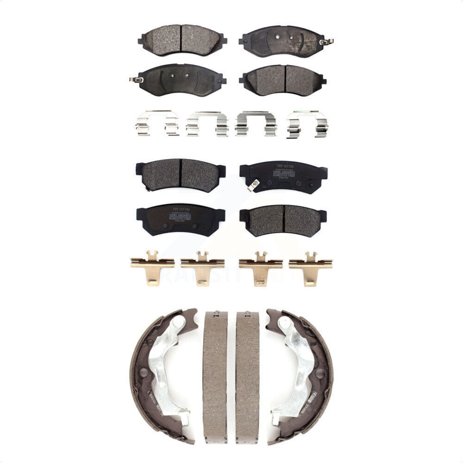 Front Rear Semi-Metallic Brake Pads And Parking Shoes Kit For 2015 Chevrolet Spark KFN-100766