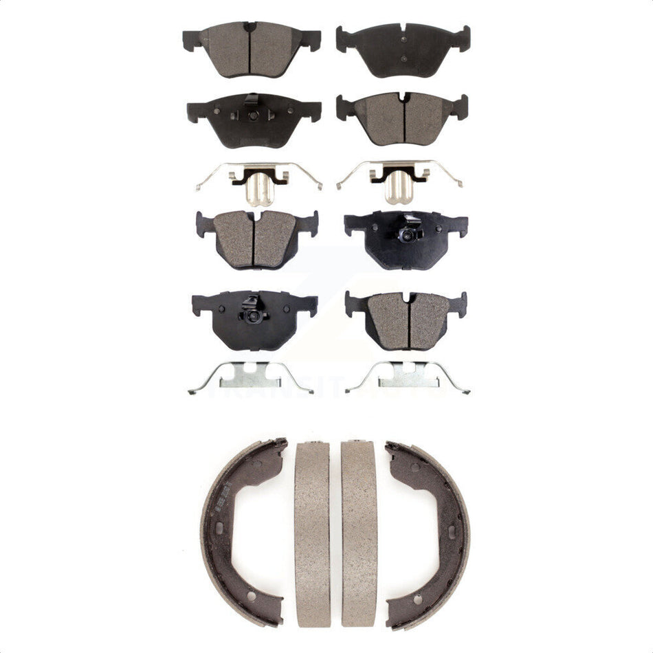 Front Rear Semi-Metallic Brake Pads And Parking Shoes Kit For BMW 525i KFN-100779