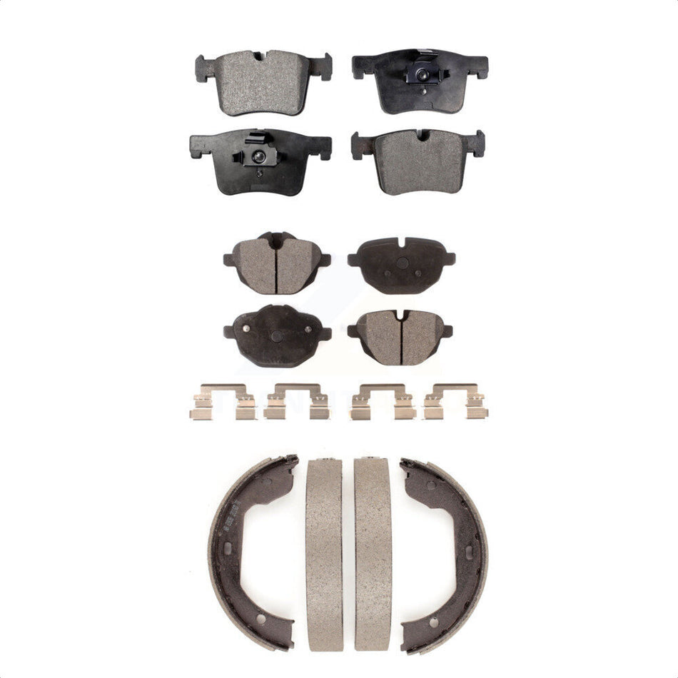 Front Rear Semi-Metallic Brake Pads And Parking Shoes Kit For 2011 BMW X3 xDrive28i KFN-100780