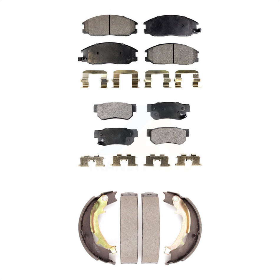 Front Rear Semi-Metallic Brake Pads And Parking Shoes Kit For 2001-2006 Hyundai Santa Fe KFN-100781