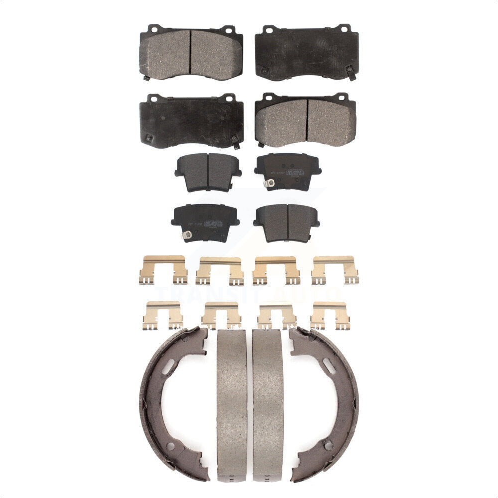 Front Rear Semi-Metallic Brake Pads And Parking Shoes Kit For Dodge Charger KFN-100804