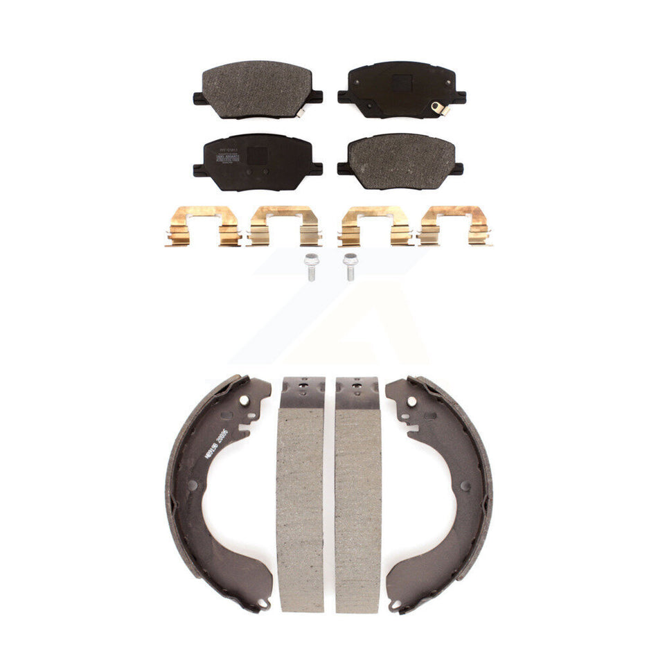 Front Rear Semi-Metallic Brake Pads & Drum Shoes Kit For 2017 Jeep Compass New Body Style KFN-100821
