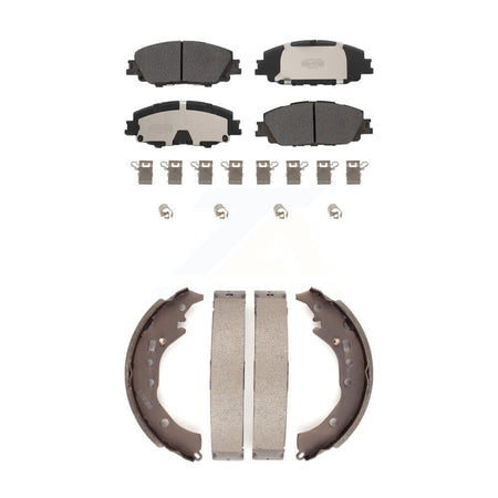 Front Rear Semi-Metallic Brake Pads And Drum Shoes Kit For 2019 Toyota Corolla 2.0L KFN-100822