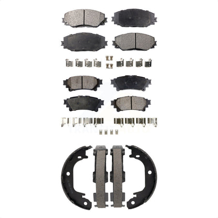 Front Rear Semi-Metallic Brake Pads And Parking Shoes Kit For 2012-2018 Toyota Prius V KFN-100824