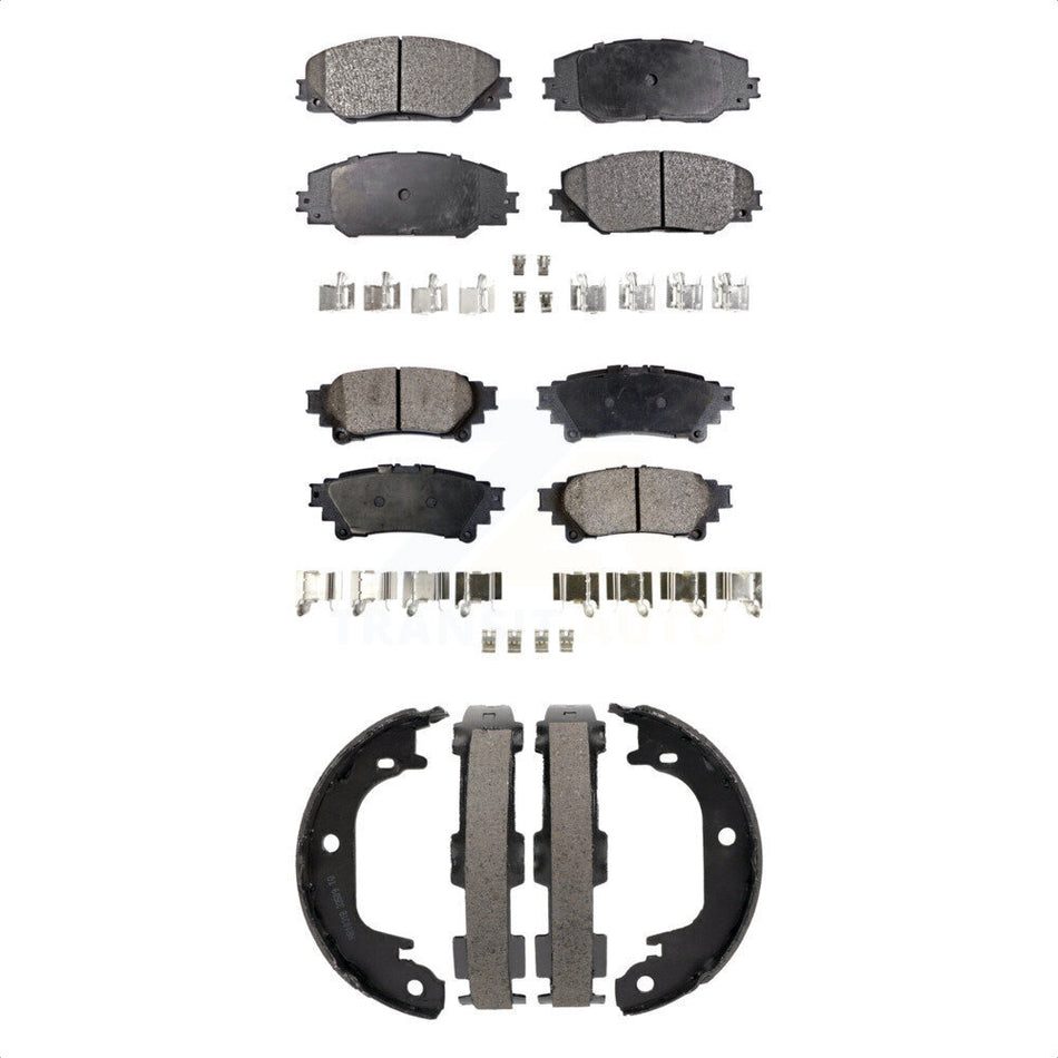 Front Rear Semi-Metallic Brake Pads And Parking Shoes Kit For 2016-2020 Toyota Mirai KFN-100825