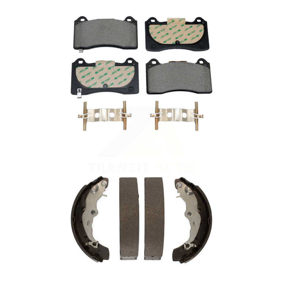 Front Rear Semi-Metallic Brake Pads And Drum Shoes Kit For 2016-2018 Ford Focus RS KFN-100833