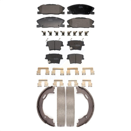 Front Rear Semi-Metallic Brake Pads And Parking Shoes Kit For Dodge Charger KFN-100834