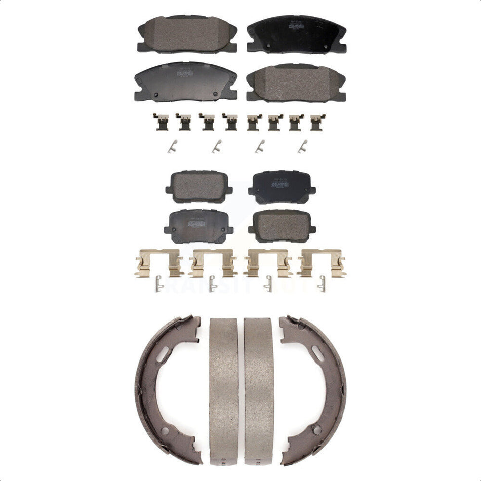 Front Rear Semi-Metallic Brake Pads And Parking Shoes Kit For 2014-2021 Dodge Charger RWD KFN-100835