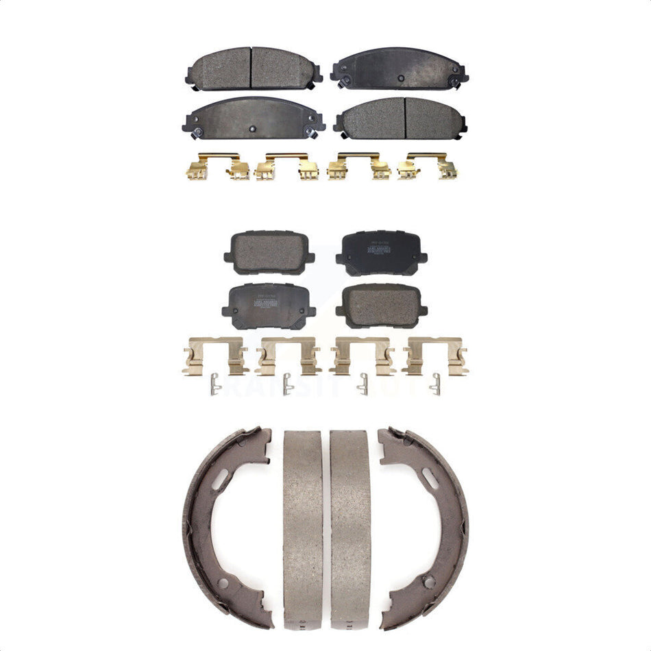 Front Rear Semi-Metallic Brake Pads And Parking Shoes Kit For Dodge Charger RWD with 5.7L KFN-100837