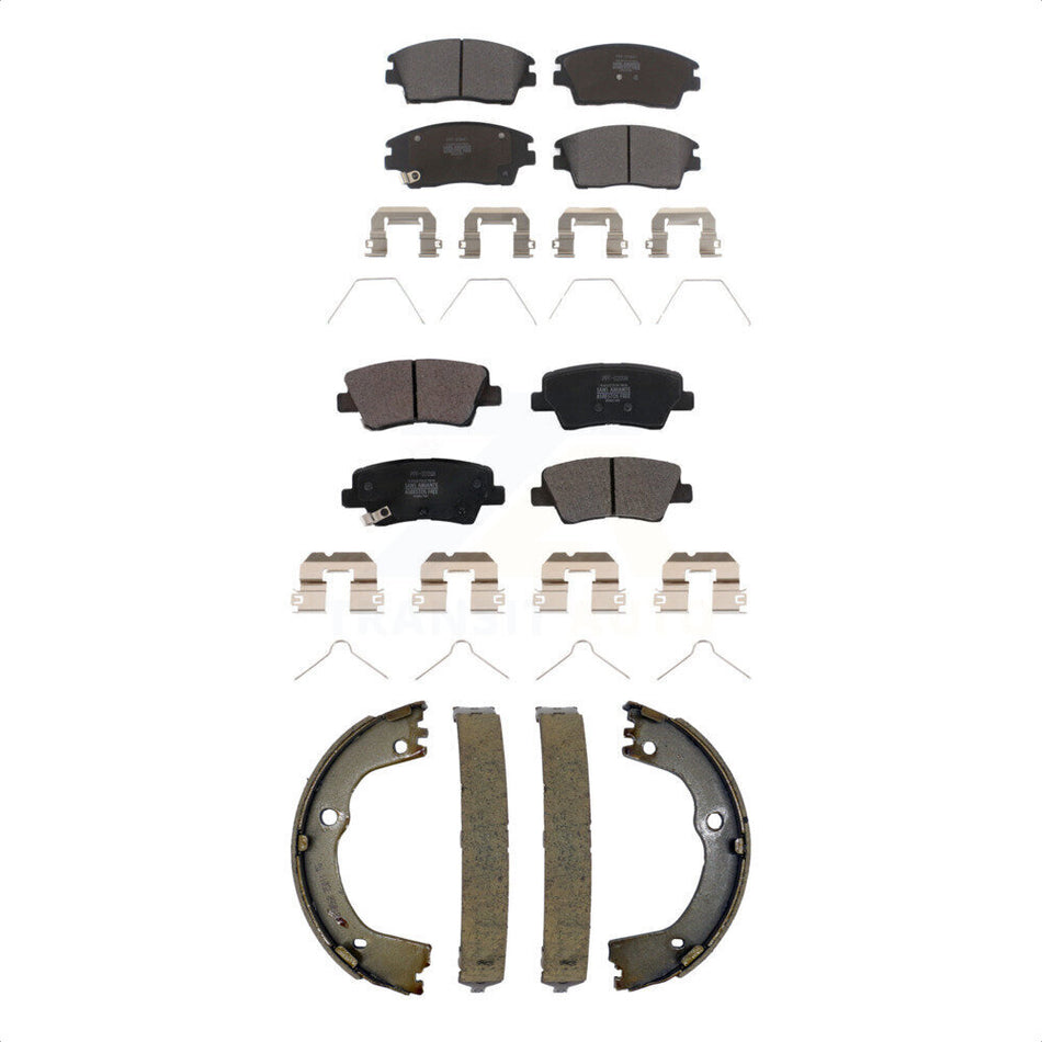Front Rear Semi-Metallic Brake Pads And Parking Shoes Kit For Kia Sportage Hyundai Tucson KFN-100845