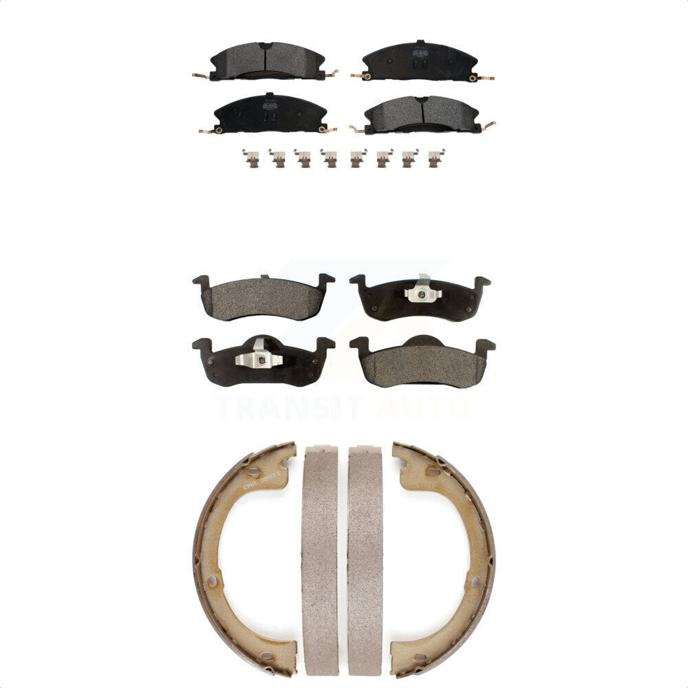 Front Rear Semi-Metallic Brake Pads And Parking Shoes Kit For Lincoln MKT KFN-100847