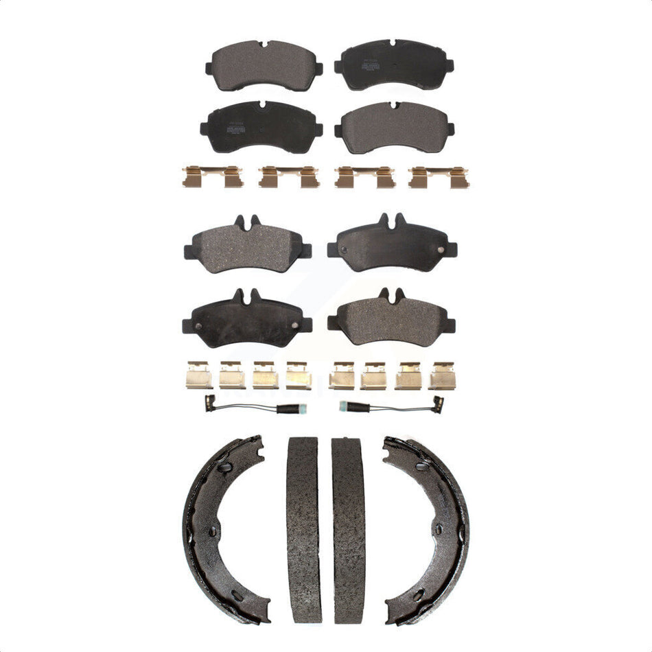 Front Rear Semi-Metallic Brake Pads Parking Shoe Kit For Sprinter 3500 Dodge Freightliner KFN-100848