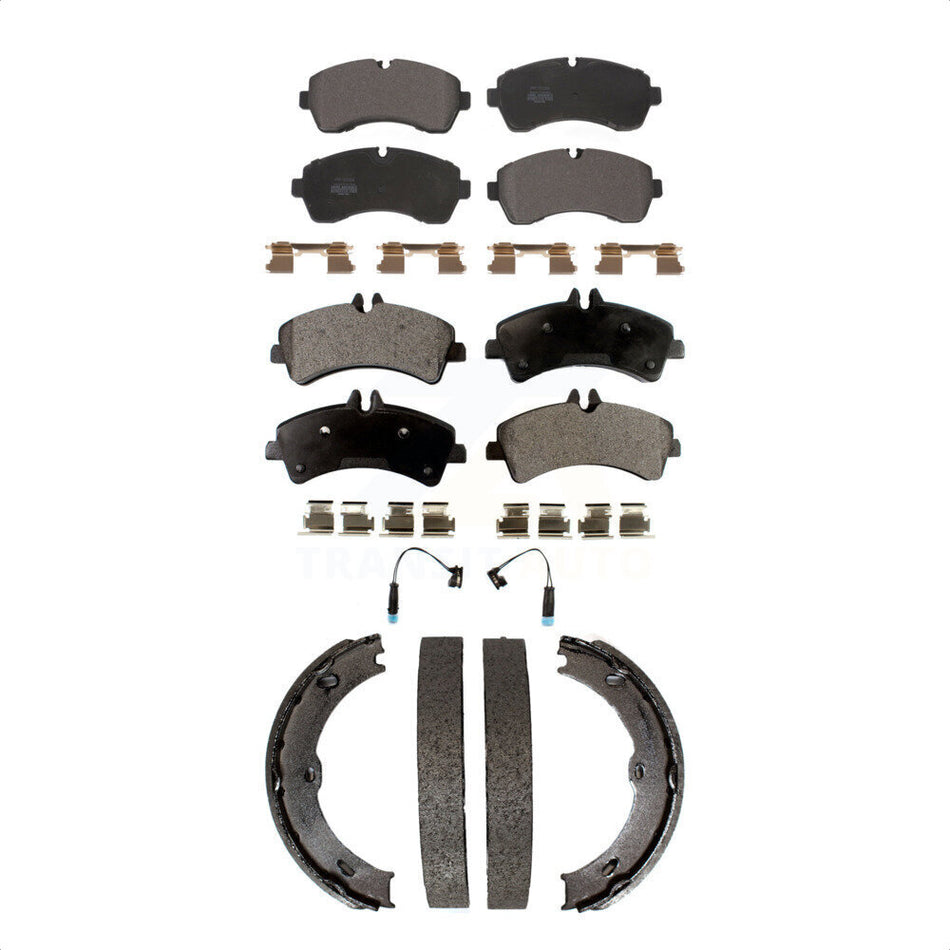 Front Rear Semi-Metallic Brake Pads & Parking Shoes Kit For Mercedes-Benz Sprinter 3500XD KFN-100849