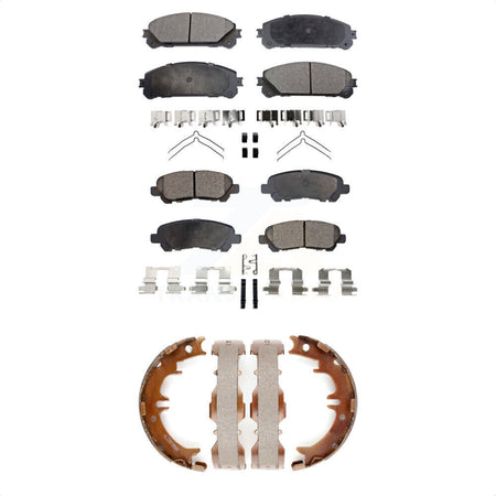 Front Rear Semi-Metallic Brake Pads And Parking Shoes Kit For 2008-2013 Toyota Highlander KFN-100851