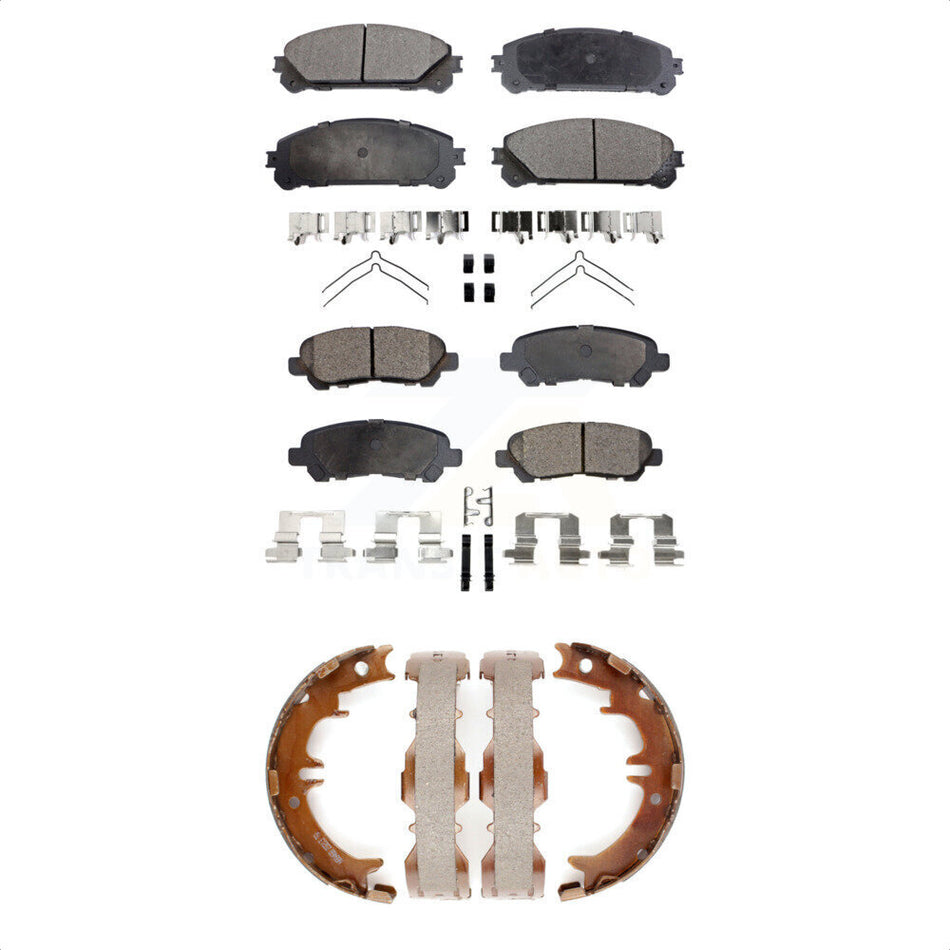 Front Rear Semi-Metallic Brake Pads And Parking Shoes Kit For 2008-2013 Toyota Highlander KFN-100851