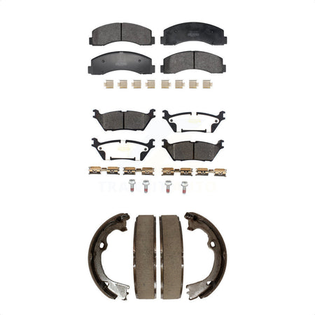 Front Rear Semi-Metallic Brake Pads And Parking Shoes Kit For Ford F-150 KFN-100854