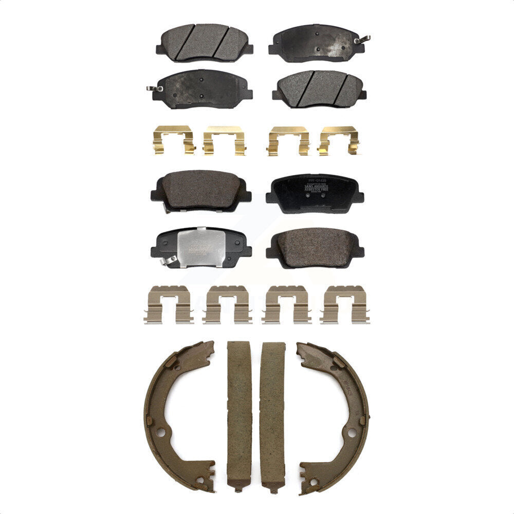 Front Rear Semi-Metallic Brake Pads And Parking Shoes Kit For Hyundai Santa Fe XL 3.3L KFN-100855