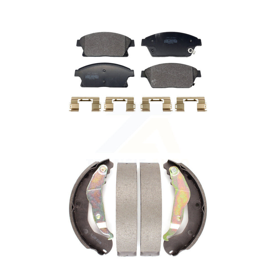 Front Rear Semi-Metallic Brake Pads And Drum Shoes Kit For 2013-2017 Chevrolet Trax KFN-100859
