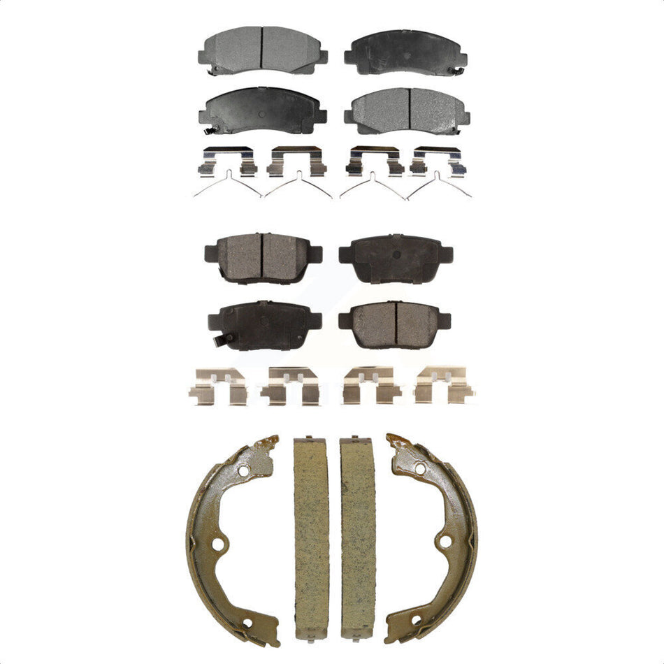 Front Rear Semi-Metallic Brake Pads And Parking Shoes Kit For 2009-2014 Acura TL KFN-100868