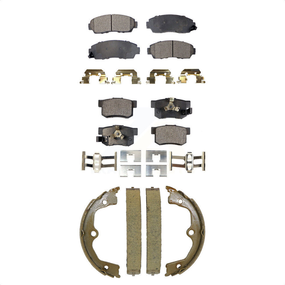 Front Rear Semi-Metallic Brake Pads And Parking Shoes Kit For Honda Accord Crosstour KFN-100869
