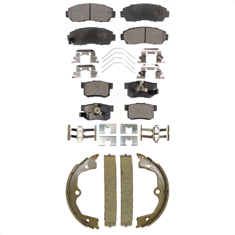 Front Rear Semi-Metallic Brake Pads And Parking Shoes Kit For Honda Crosstour Accord KFN-100870