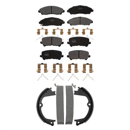 Front Rear Semi-Metallic Brake Pads Parking Shoes Kit For Honda Pilot Ridgeline Acura MDX KFN-100873