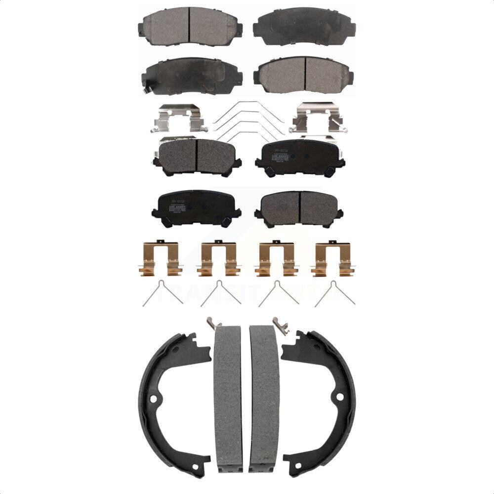 Front Rear Semi-Metallic Brake Pads And Parking Shoes Kit For 2019-2024 Honda Passport KFN-100874