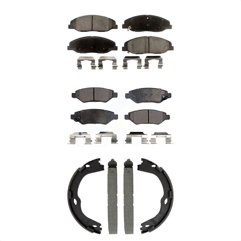Front Rear Semi-Metallic Brake Pads And Parking Shoes Kit For Cadillac CTS KFN-100880
