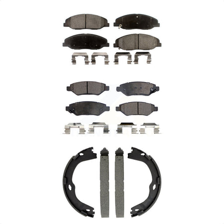 Front Rear Semi-Metallic Brake Pads And Parking Shoes Kit For Cadillac CTS KFN-100880