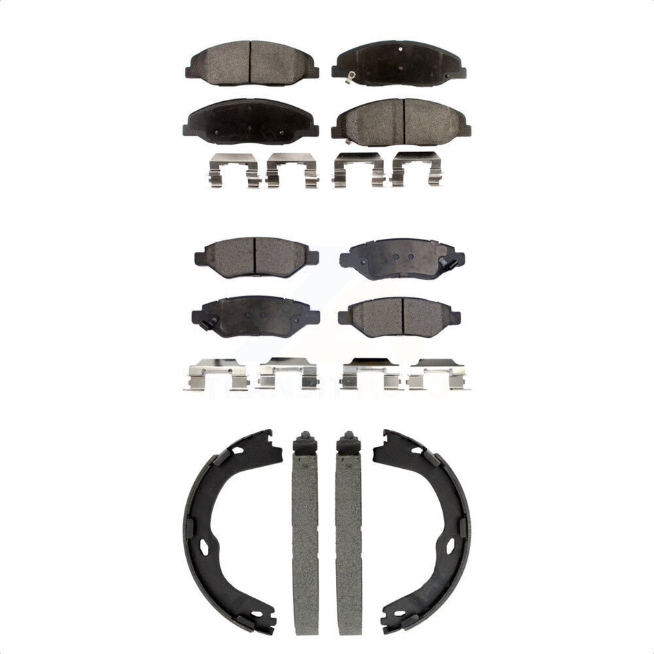 Front Rear Semi-Metallic Brake Pads And Parking Shoes Kit For Cadillac CTS KFN-100880