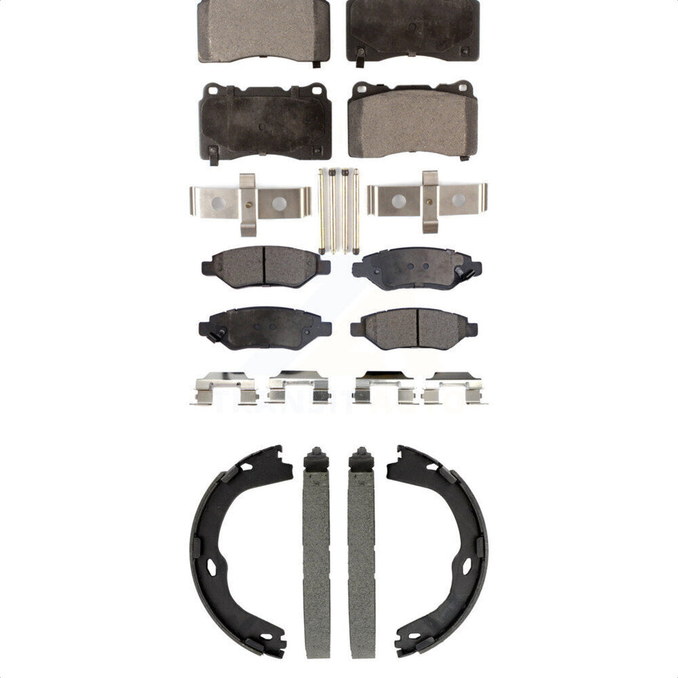 Front Rear Semi-Metallic Brake Pads And Parking Shoes Kit For Cadillac CTS KFN-100882