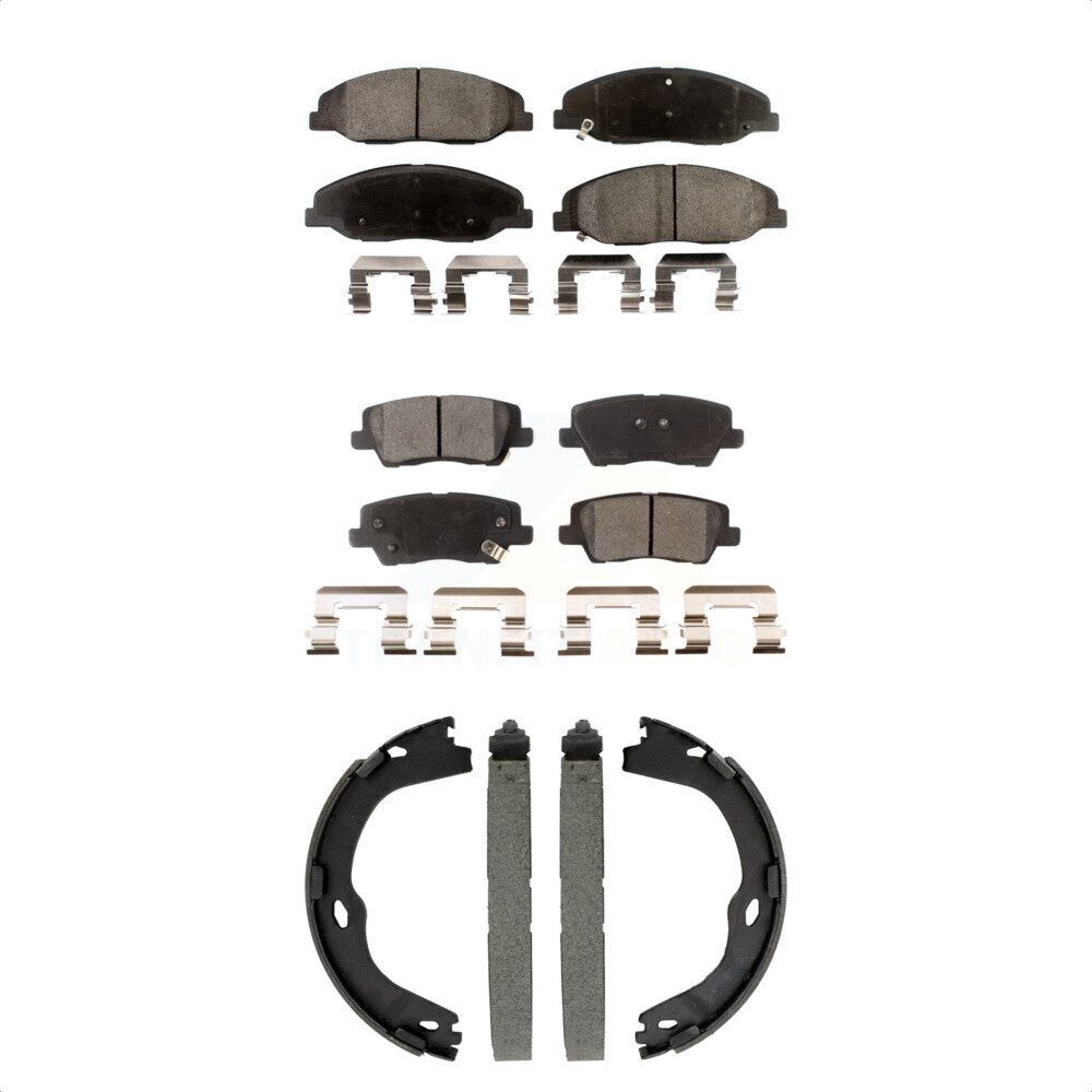 Front Rear Semi-Metallic Brake Pads And Parking Shoes Kit For Cadillac CTS KFN-100883