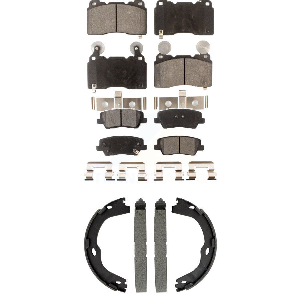 Front Rear Semi-Metallic Brake Pads And Parking Shoes Kit For Cadillac CTS KFN-100884