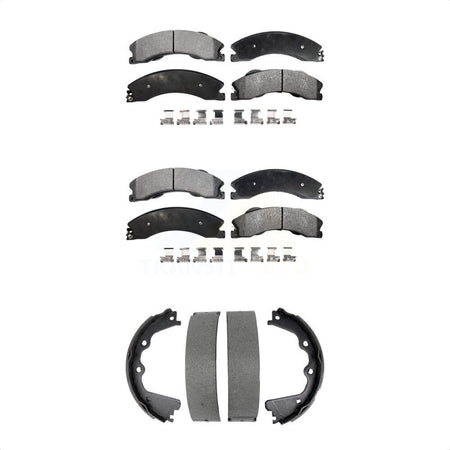 Front Rear Semi-Metallic Brake Pads And Parking Shoe Kit For GMC Chevrolet Sierra 2500 HD KFN-100887