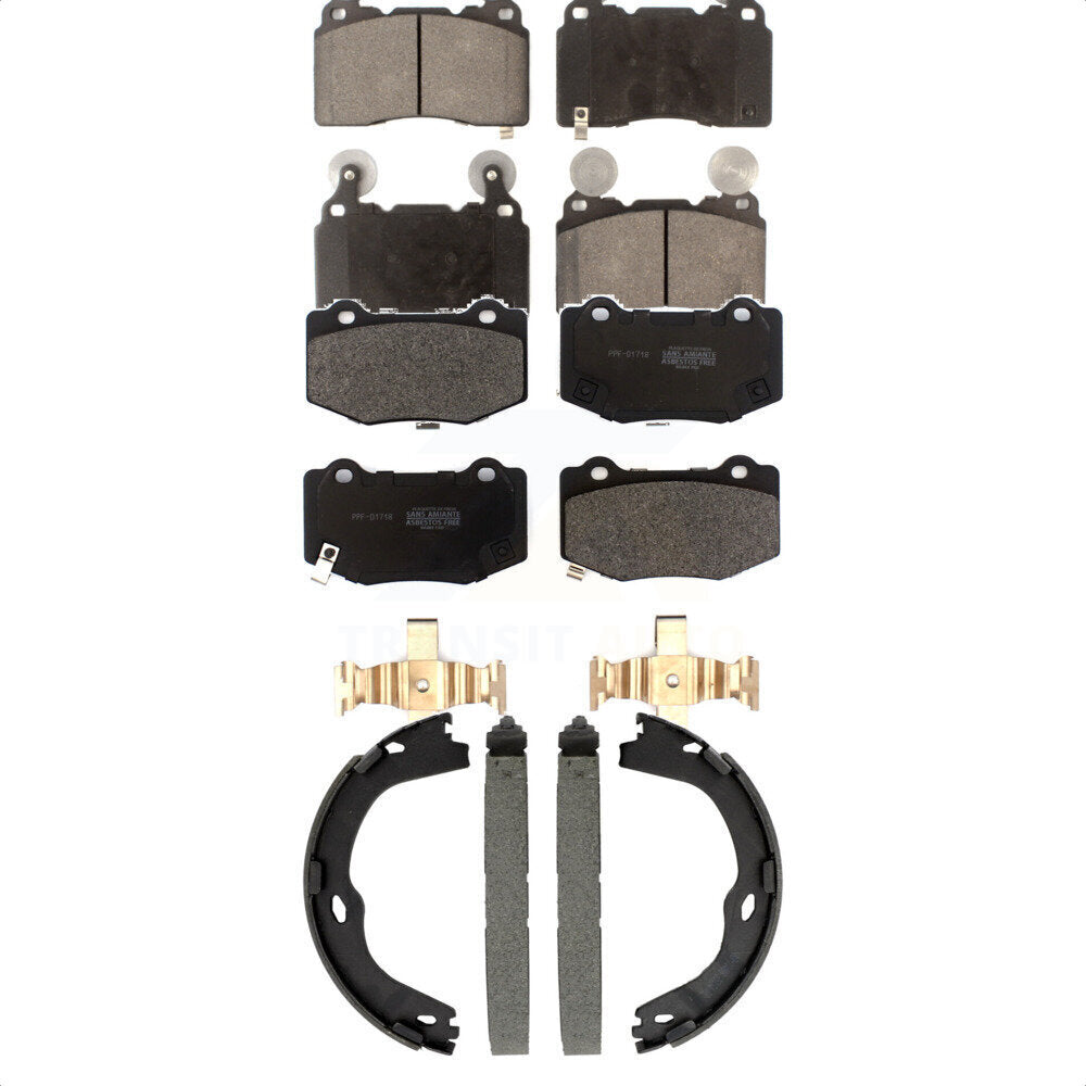 Front Rear Semi-Metallic Brake Pads And Parking Shoes Kit For Chevrolet Corvette Camaro KFN-100889