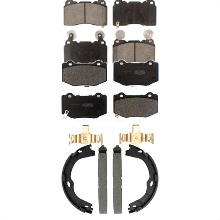 Front Rear Semi-Metallic Brake Pads And Parking Shoes Kit For Chevrolet Corvette Camaro KFN-100889