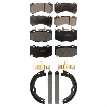 Front Rear Semi-Metallic Brake Pads Parking Shoes Kit For Chevrolet Corvette Cadillac ATS KFN-100893
