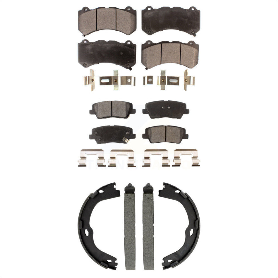 Front Rear Semi-Metallic Brake Pads And Parking Shoes Kit For Cadillac CTS KFN-100894