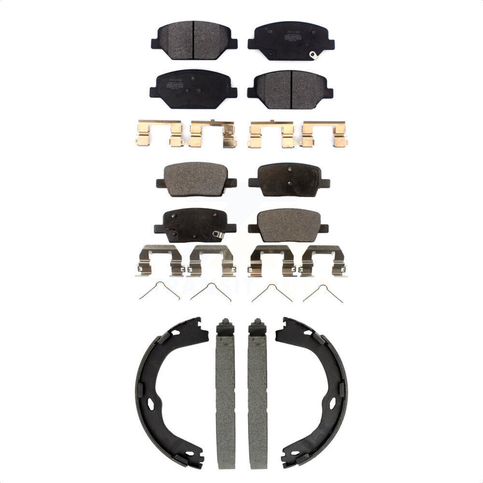 Front Rear Semi-Metallic Brake Pads And Parking Shoes Kit For Chevrolet Camaro KFN-100897