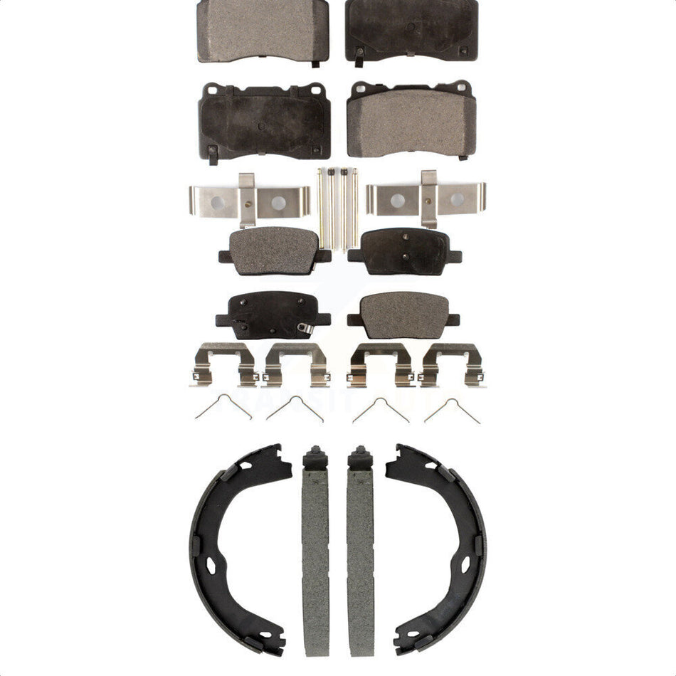 Front Rear Semi-Metallic Brake Pads And Parking Shoes Kit For Chevrolet Camaro KFN-100898