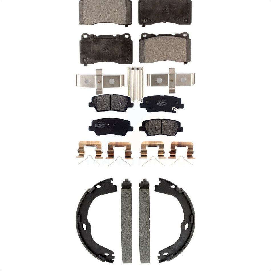 Front Rear Semi-Metallic Brake Pads And Parking Shoes Kit For Cadillac ATS CTS KFN-100899