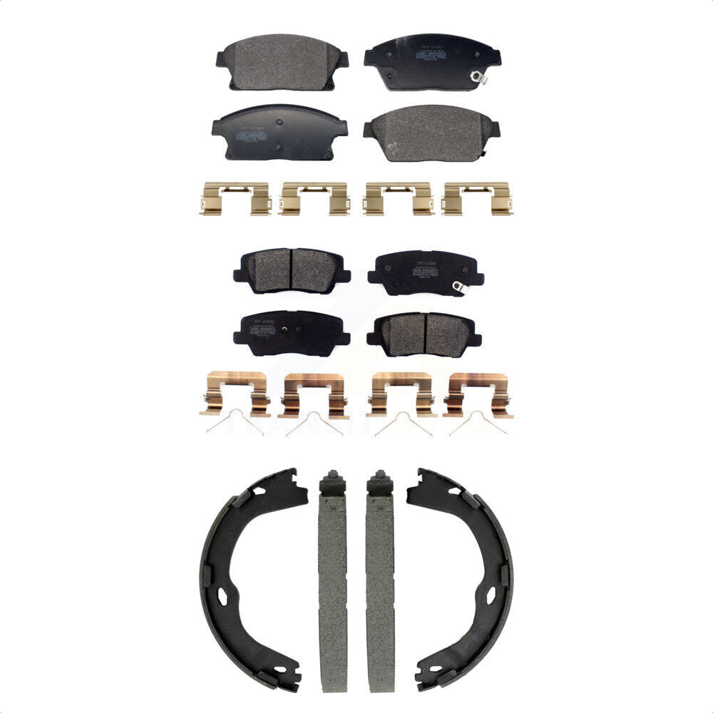 Front Rear Semi-Metallic Brake Pads And Parking Shoes Kit For Cadillac ATS KFN-100901