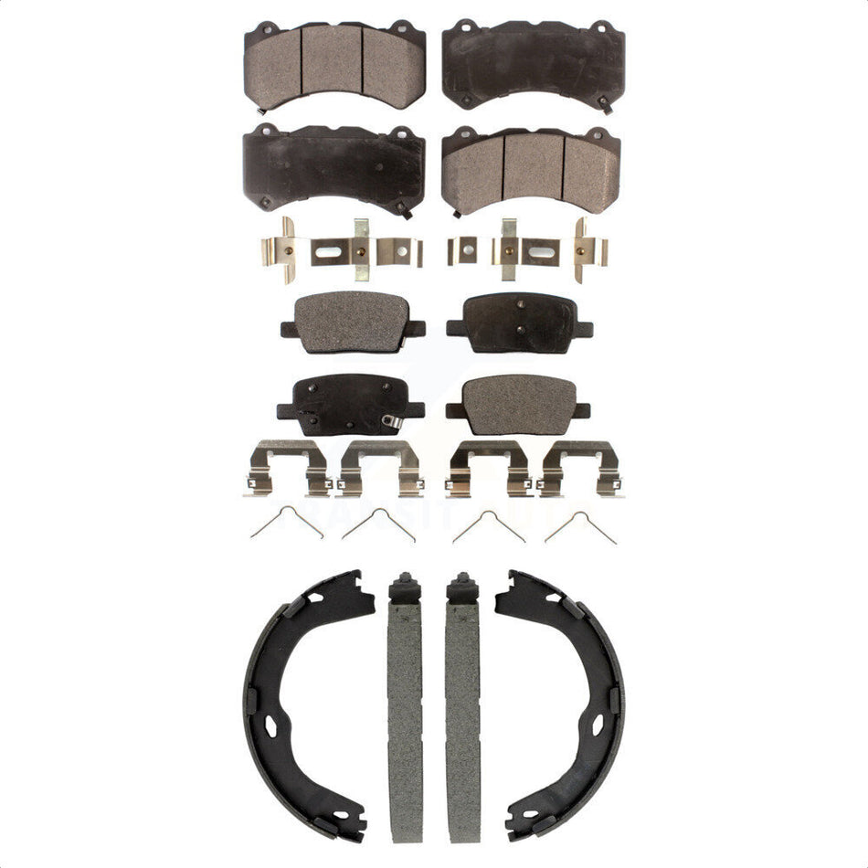 Front Rear Semi-Metallic Brake Pads And Parking Shoes Kit For Chevrolet Camaro KFN-100902