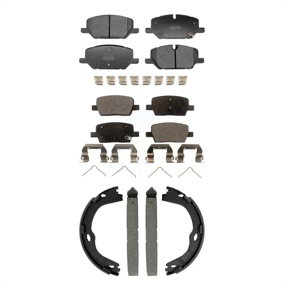 Front Rear Semi-Metallic Brake Pads And Parking Shoes Kit For Chevrolet Camaro KFN-100904