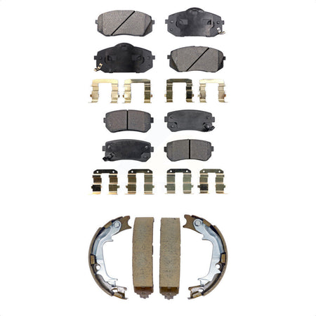 Front Rear Semi-Metallic Brake Pads Parking Shoes Kit For Hyundai Tucson Kia Sportage AWD KFN-100905
