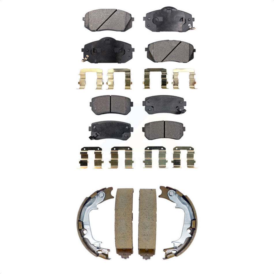 Front Rear Semi-Metallic Brake Pads Parking Shoes Kit For Hyundai Tucson Kia Sportage AWD KFN-100905